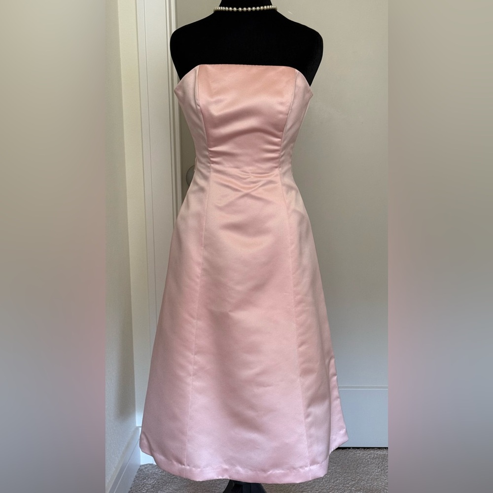 Vintage 90s Y2K BCBGMAXAZRIA Pretty in Pink Satin Strapless Cocktail Dress Sz 0